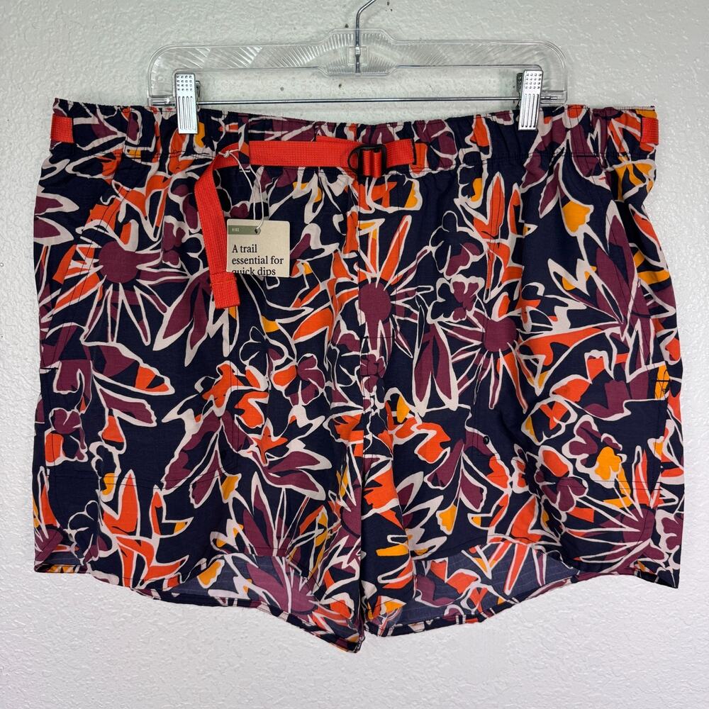 REI Women's Floral Hiking and Swimming Amphib Shorts in Navy, Orange, purple